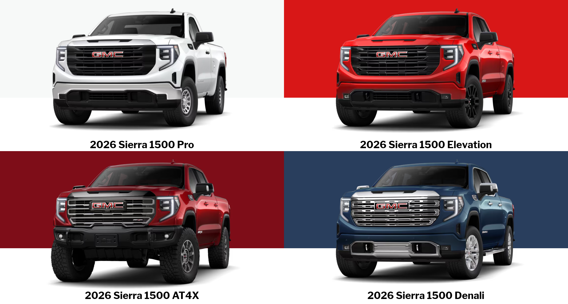 2026 GMC Sierra 1500 Trim Level Comparison