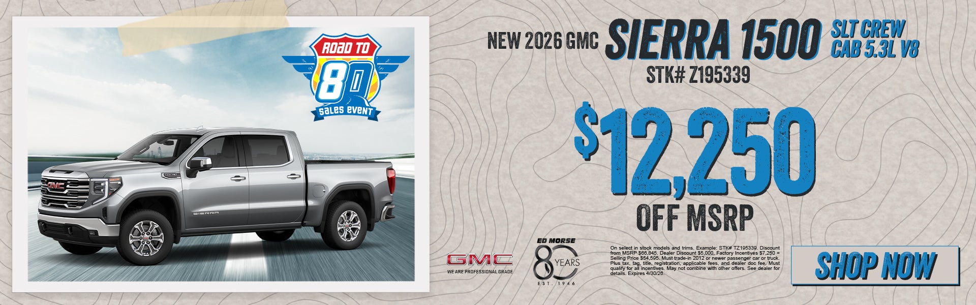 New 2026 GMC Sierra 1500 SLT Crew Cab 5.3L V8