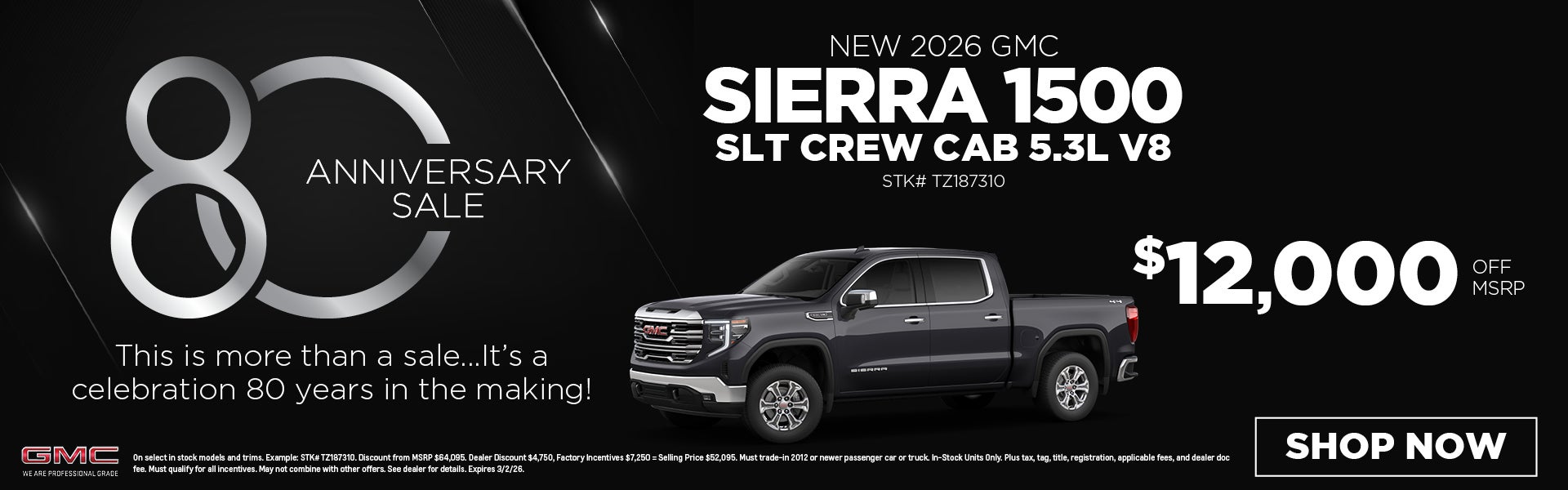 New 2026 GMC Sierra 1500 SLT Crew Cab 5.3L V8