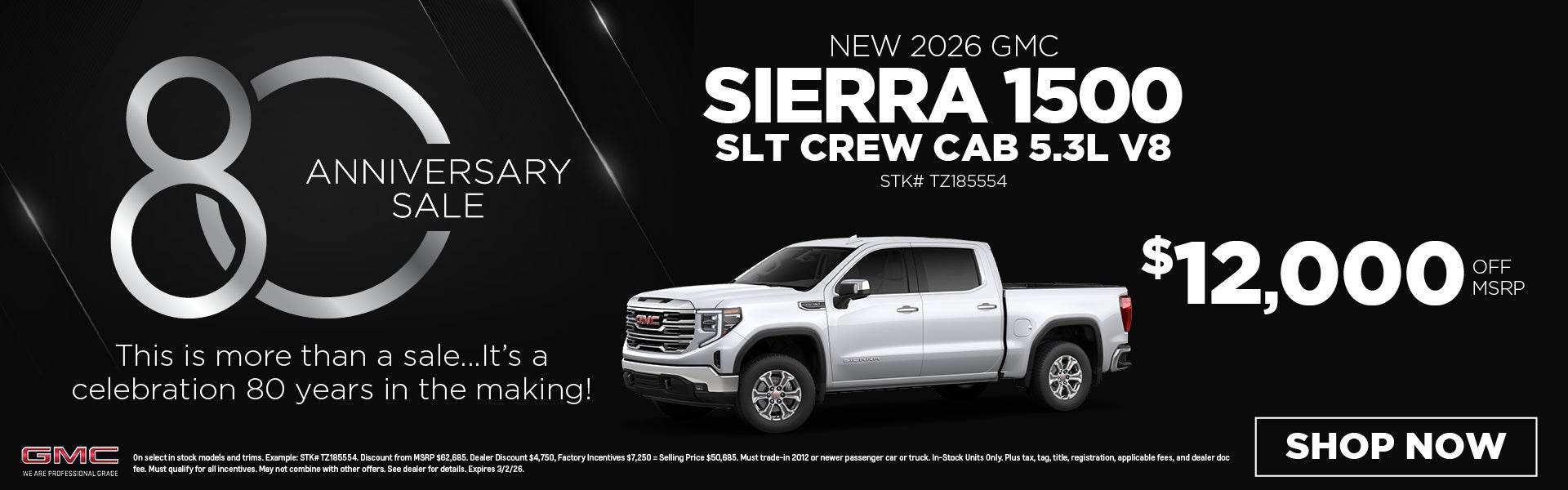 New 2026 GMC Sierra 1500 SLT Crew Cab 5.3L V8